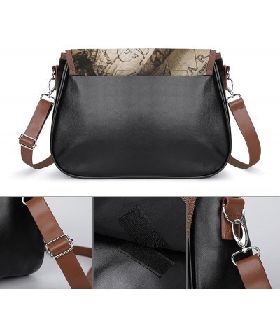 Printed Crossbody Bag Shoulder Bag PU Leather Women's Designer Satchels Compass And Sword Color4 $22.08 Satchels