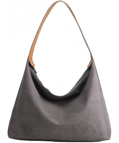 Hobo Tote Bag for Women Casual Shoulder Bag Large Capacity Handbag Canvas Satchel Retro Purse Grey $13.86 Totes