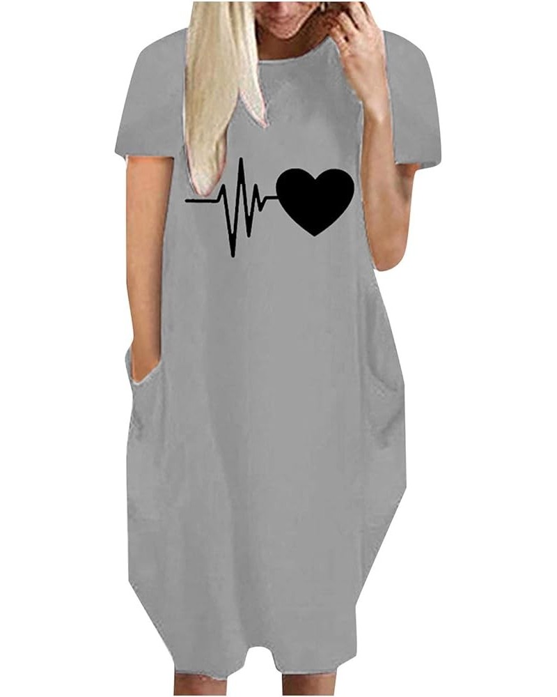 Dress for Women Crewneck Daily Party Casual Loose Dresses Grey - 2024 Independence Day $8.00 Accessories