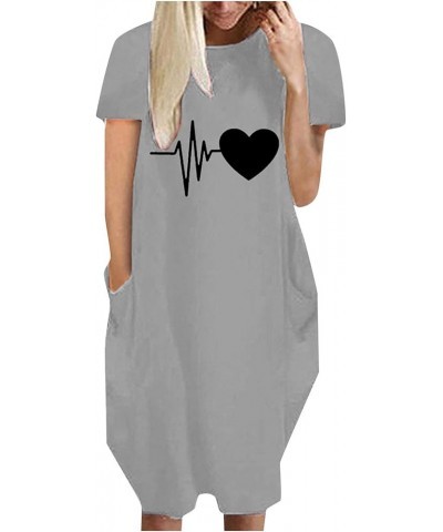 Dress for Women Crewneck Daily Party Casual Loose Dresses Grey - 2024 Independence Day $8.00 Accessories