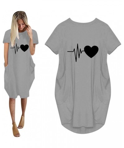 Dress for Women Crewneck Daily Party Casual Loose Dresses Grey - 2024 Independence Day $8.00 Accessories