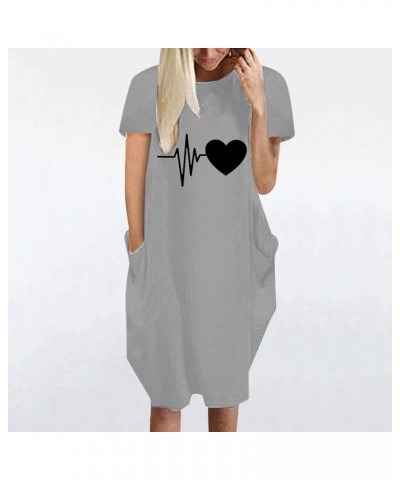 Dress for Women Crewneck Daily Party Casual Loose Dresses Grey - 2024 Independence Day $8.00 Accessories