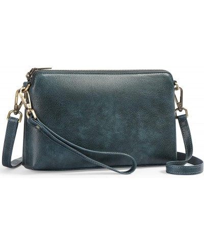 Crossbody Bags for Women Small Genuine Leather Shoulder Purse Cross Body Bag with Wristlet Top Zipper Type 10 Dark Blue $11.9...