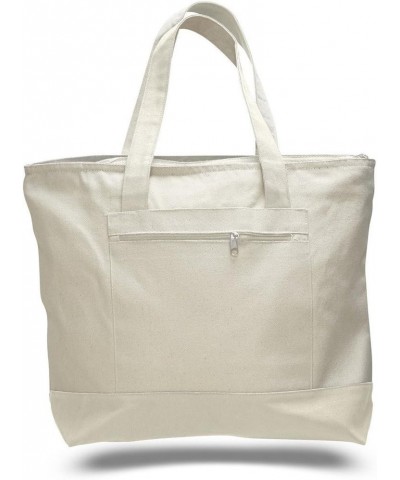 Set of 2- Eco-Friendly Deluxe Heavy Cotton Zippered Tote Bags Black Natural $12.41 Totes