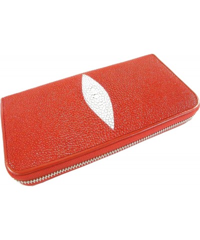 Genuine Stingray Skin Women's Zip Around Clutch Wallet Purse Black (Black) Carmine Red $47.49 Wallets