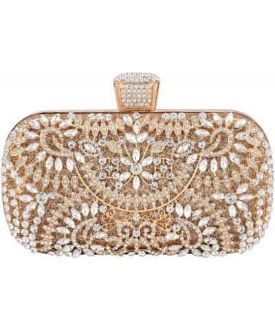 Diamond-encrusted banquet clutch Dinner bag Women's handbag dress evening bag Gold $22.62 Evening Bags