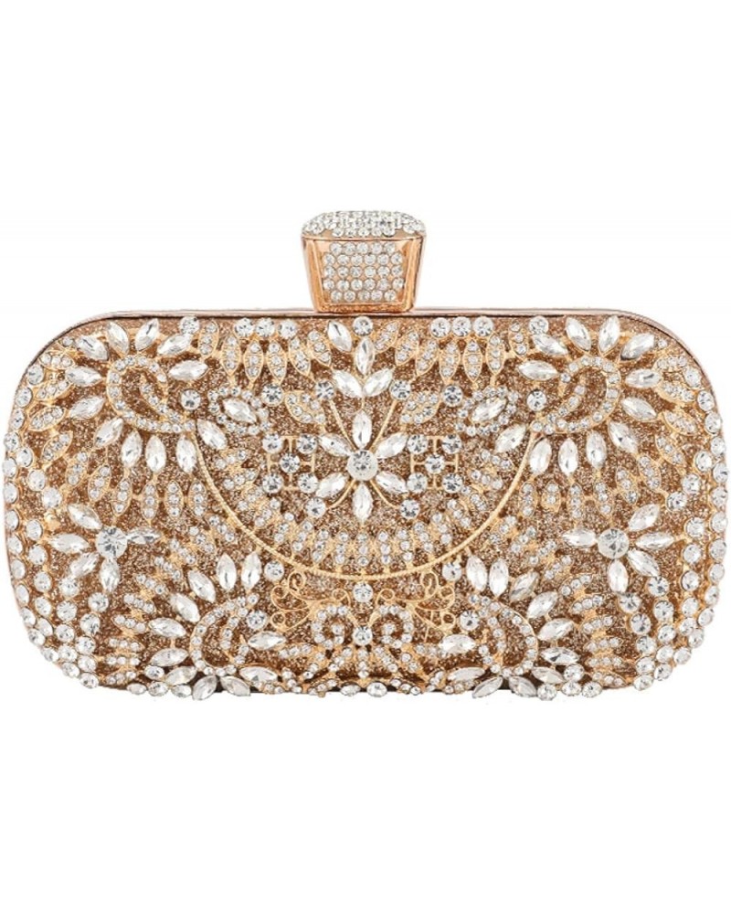 Diamond-encrusted banquet clutch Dinner bag Women's handbag dress evening bag Gold $22.62 Evening Bags