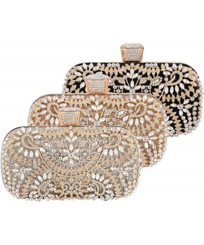 Diamond-encrusted banquet clutch Dinner bag Women's handbag dress evening bag Gold $22.62 Evening Bags