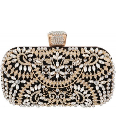 Diamond-encrusted banquet clutch Dinner bag Women's handbag dress evening bag Gold $22.62 Evening Bags