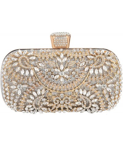 Diamond-encrusted banquet clutch Dinner bag Women's handbag dress evening bag Gold $22.62 Evening Bags