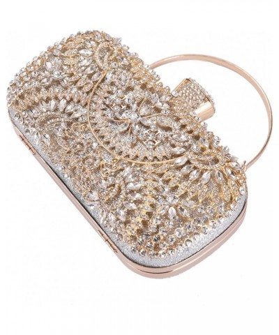 Diamond-encrusted banquet clutch Dinner bag Women's handbag dress evening bag Gold $22.62 Evening Bags