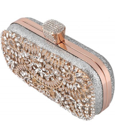 Diamond-encrusted banquet clutch Dinner bag Women's handbag dress evening bag Gold $22.62 Evening Bags