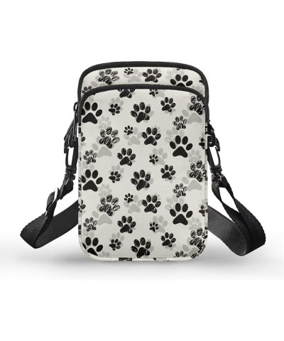 Womens Crossbody Bag Cell Phone Purse Wallet Small Shoulder Handbag Travel Sports Gym Bag Black Dog Paw Prints $11.99 Crossbo...