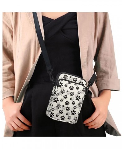 Womens Crossbody Bag Cell Phone Purse Wallet Small Shoulder Handbag Travel Sports Gym Bag Black Dog Paw Prints $11.99 Crossbo...