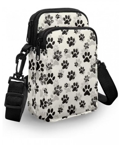 Womens Crossbody Bag Cell Phone Purse Wallet Small Shoulder Handbag Travel Sports Gym Bag Black Dog Paw Prints $11.99 Crossbo...