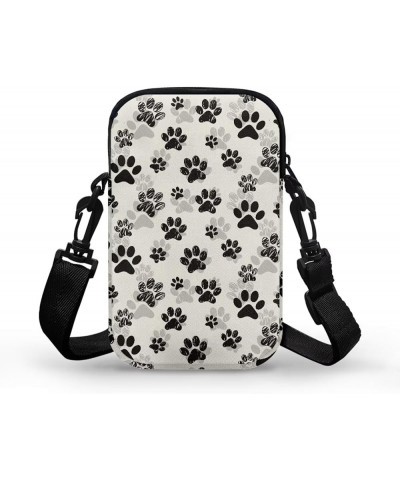 Womens Crossbody Bag Cell Phone Purse Wallet Small Shoulder Handbag Travel Sports Gym Bag Black Dog Paw Prints $11.99 Crossbo...