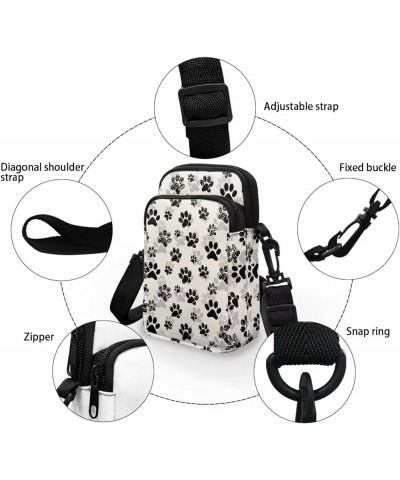 Womens Crossbody Bag Cell Phone Purse Wallet Small Shoulder Handbag Travel Sports Gym Bag Black Dog Paw Prints $11.99 Crossbo...