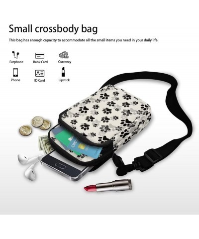 Womens Crossbody Bag Cell Phone Purse Wallet Small Shoulder Handbag Travel Sports Gym Bag Black Dog Paw Prints $11.99 Crossbo...