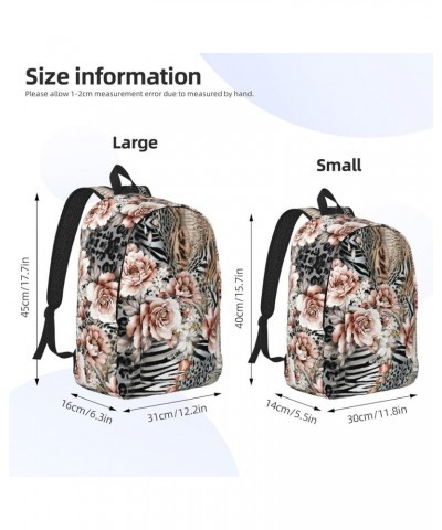 Pink Flower Leopard Print Lightweight Travel Canvas Backpack Casual Daypack For Men Women Work, Sports, Beach Black Small $18...