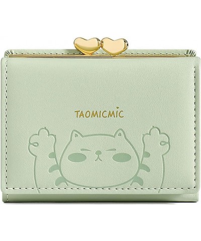 Cute Cat Women Wallet Small Leather Trifold Credit Card Case Holder Organizer Girls Coins Purse (Beige) Green $10.79 Wallets