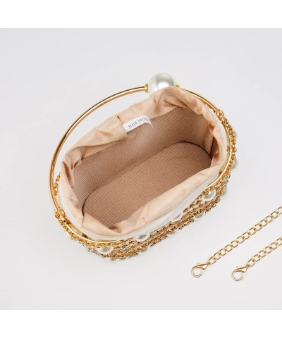 Hollow Out Evening Clutch Chic Metal Handle Rhinestone Clutch Purse Wedding Party Handbag (black) Beige $55.79 Evening Bags