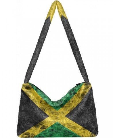 Patriot Women Boho Handbag Jamaica Flag Smoke Underarm Bag Tote Bag Shoulder Bag Crossbody Bag Fluffy Cell Phone Purse Lady T...