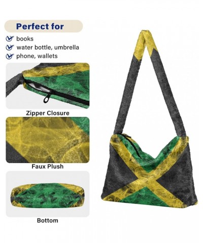 Patriot Women Boho Handbag Jamaica Flag Smoke Underarm Bag Tote Bag Shoulder Bag Crossbody Bag Fluffy Cell Phone Purse Lady T...