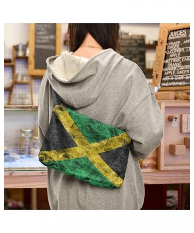 Patriot Women Boho Handbag Jamaica Flag Smoke Underarm Bag Tote Bag Shoulder Bag Crossbody Bag Fluffy Cell Phone Purse Lady T...