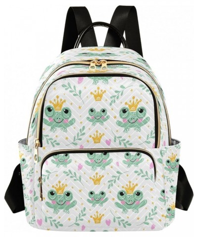 Women Backpack Purse Cute Frogs Crowns Fashion Shoulder Bags Travel Backpack Small Daypacks S Medium $11.44 Backpacks