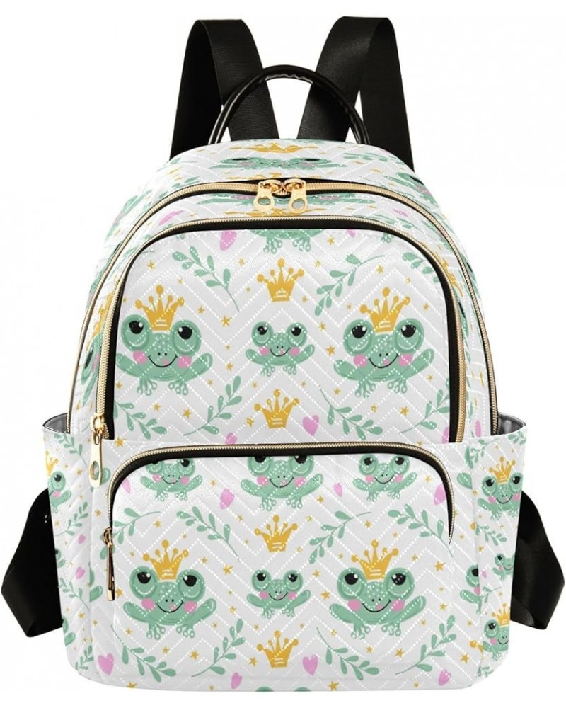 Women Backpack Purse Cute Frogs Crowns Fashion Shoulder Bags Travel Backpack Small Daypacks S Medium $11.44 Backpacks