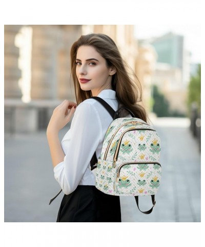 Women Backpack Purse Cute Frogs Crowns Fashion Shoulder Bags Travel Backpack Small Daypacks S Medium $11.44 Backpacks