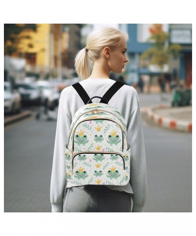 Women Backpack Purse Cute Frogs Crowns Fashion Shoulder Bags Travel Backpack Small Daypacks S Medium $11.44 Backpacks