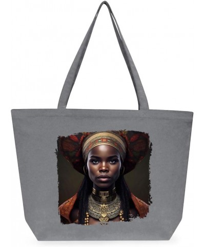 Beautiful Black Woman Cotton Tote Bag - Gift Ideas for Birthday - Great Totes Gray $16.73 Totes