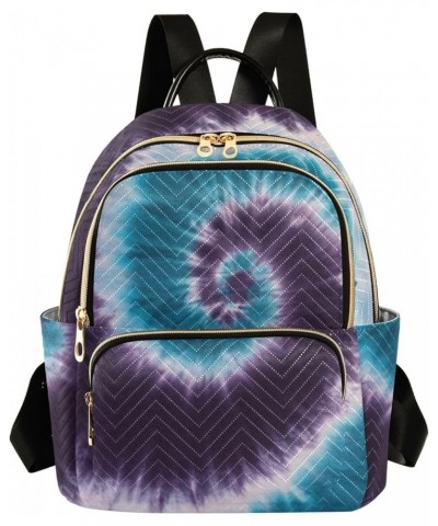 Blue Purple Tie Dye Abstract Small Backpack Purse for Women Travel Bag Fashion Daypack Back Pack Shoulder Bag Multicolor Smal...