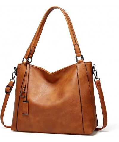 Women Handbag PU Leather Shoulder Bag Large Capacity Tote Bag with Detachable Shoulder Strap Brown $18.48 Shoulder Bags