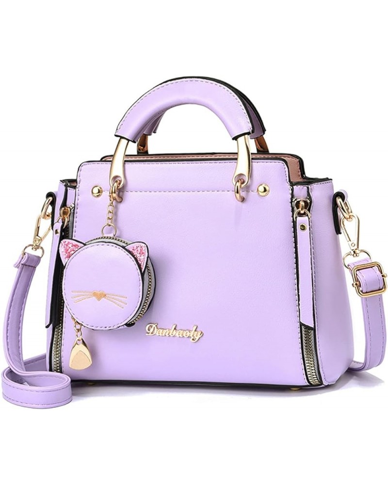 Women Handbag Cute Crossbody Bag Girl Top-Handle Bags Ladies Satchel Shoulder Bag Purple $32.55 Satchels