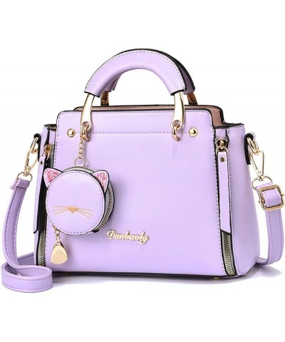 Women Handbag Cute Crossbody Bag Girl Top-Handle Bags Ladies Satchel Shoulder Bag Purple $32.55 Satchels