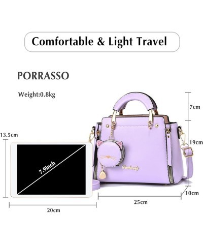 Women Handbag Cute Crossbody Bag Girl Top-Handle Bags Ladies Satchel Shoulder Bag Purple $32.55 Satchels