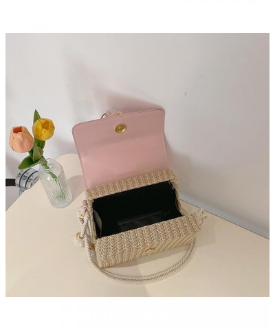 Straw Crossbody Bags for Women, Summer Straw Purses and Handbags Shoulder Clutch Bag for Vacation (Beige) B-pink $24.77 Totes