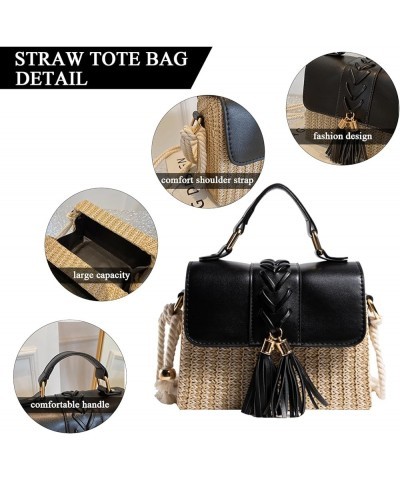 Straw Crossbody Bags for Women, Summer Straw Purses and Handbags Shoulder Clutch Bag for Vacation (Beige) B-pink $24.77 Totes