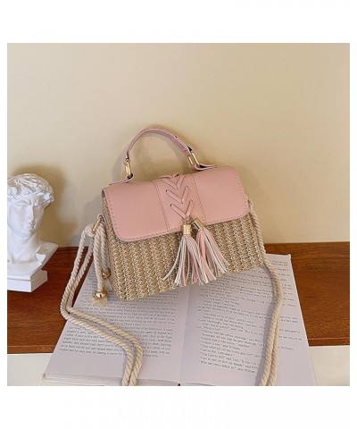 Straw Crossbody Bags for Women, Summer Straw Purses and Handbags Shoulder Clutch Bag for Vacation (Beige) B-pink $24.77 Totes