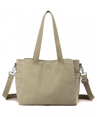 Women Shoulder Bag Crossbody Bag Canvas Handbag Top Handle Bag Casual Messenger Bag Khaki $17.10 Shoulder Bags