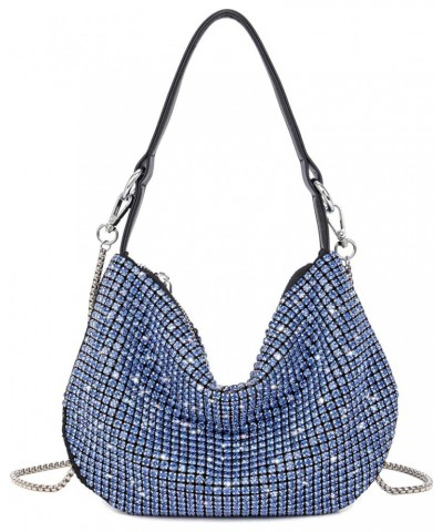 Women Sparkly Rhinestone Purse Tassel Crystal Diamond Crossbody Bag Silver Chain Clutch for Evening Prom Party 2-blue $15.63 ...