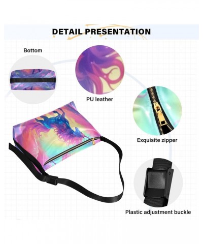 Rainbow Unicorn Shoulder Bag for Women Waterproof PU Leather Hobo Bags Crossbody Purse with Zipper Closure $19.13 Shoulder Bags