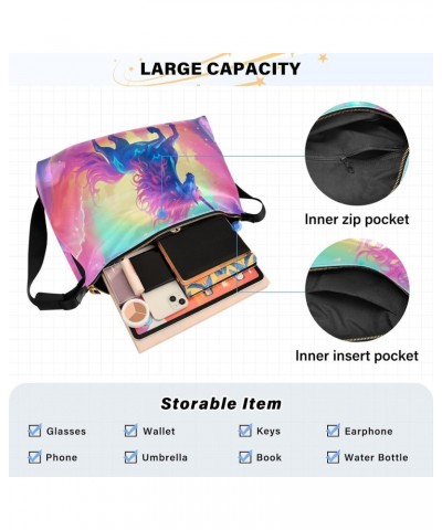 Rainbow Unicorn Shoulder Bag for Women Waterproof PU Leather Hobo Bags Crossbody Purse with Zipper Closure $19.13 Shoulder Bags