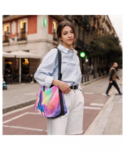 Rainbow Unicorn Shoulder Bag for Women Waterproof PU Leather Hobo Bags Crossbody Purse with Zipper Closure $19.13 Shoulder Bags