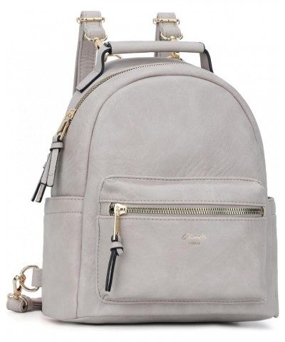 Backpack Purse for Women Class Vegan Leather Fashion School Daypack Multipurpose Design Mini (10.8-in Hight) Two-tone Grey-cr...