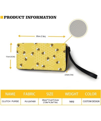 Sunflower Flag Print PU Leather Wallet for Women Zip Around Cell Phone Credit Card Holder Clutch Purse with Wrist Strap for T...