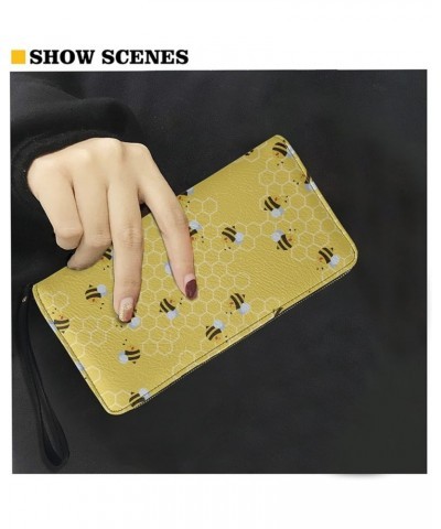 Sunflower Flag Print PU Leather Wallet for Women Zip Around Cell Phone Credit Card Holder Clutch Purse with Wrist Strap for T...