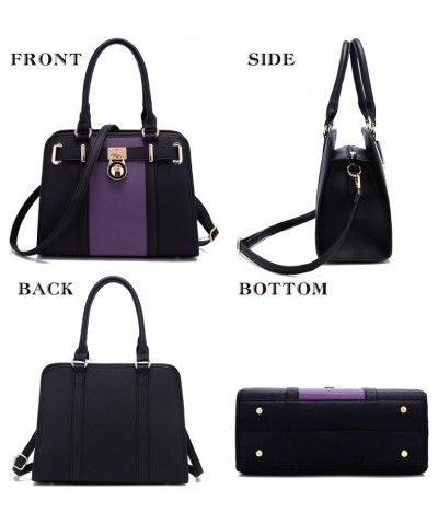 Handbags Sets For Women Shoulder Bags Top Handle Work Satchel Tote Purses Set With Matching Wallet 2pcs A1-2pcs/Set Purplebla...